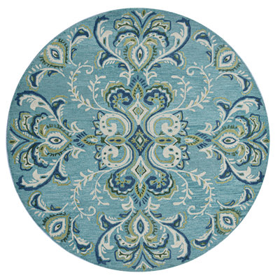 Adelaide Hand Hooked Aqua/Green/Ivory Wool Rug