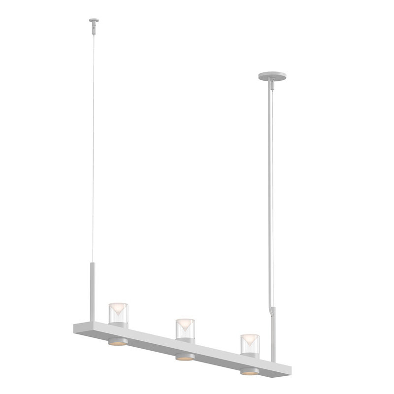 Intervals® 6 - Light LED Pendant, Clear, Satin White, 11.5" H x 48.25" W x 4"D