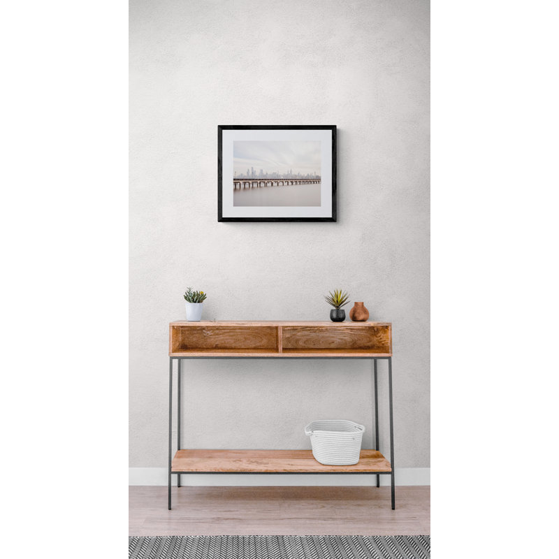 Skyline New York with Pier Photographic Print Canvas, 20" H x 16" W, Black Framed Paper, White