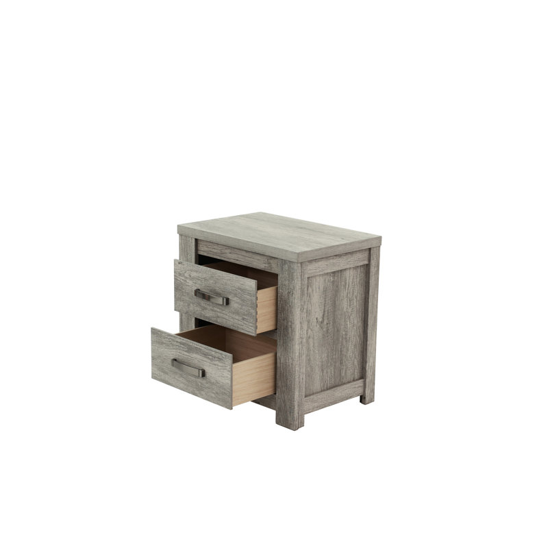2 tables de chevet pour la chambre à coucher, table de chevet ornementale rustique grise, 2 tiroirs, table de chevet, style moderne