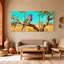 Oiseaux oiseaux colorés sur une branche avec reflet, ensemble de 3 impressions sur toile-1783882336