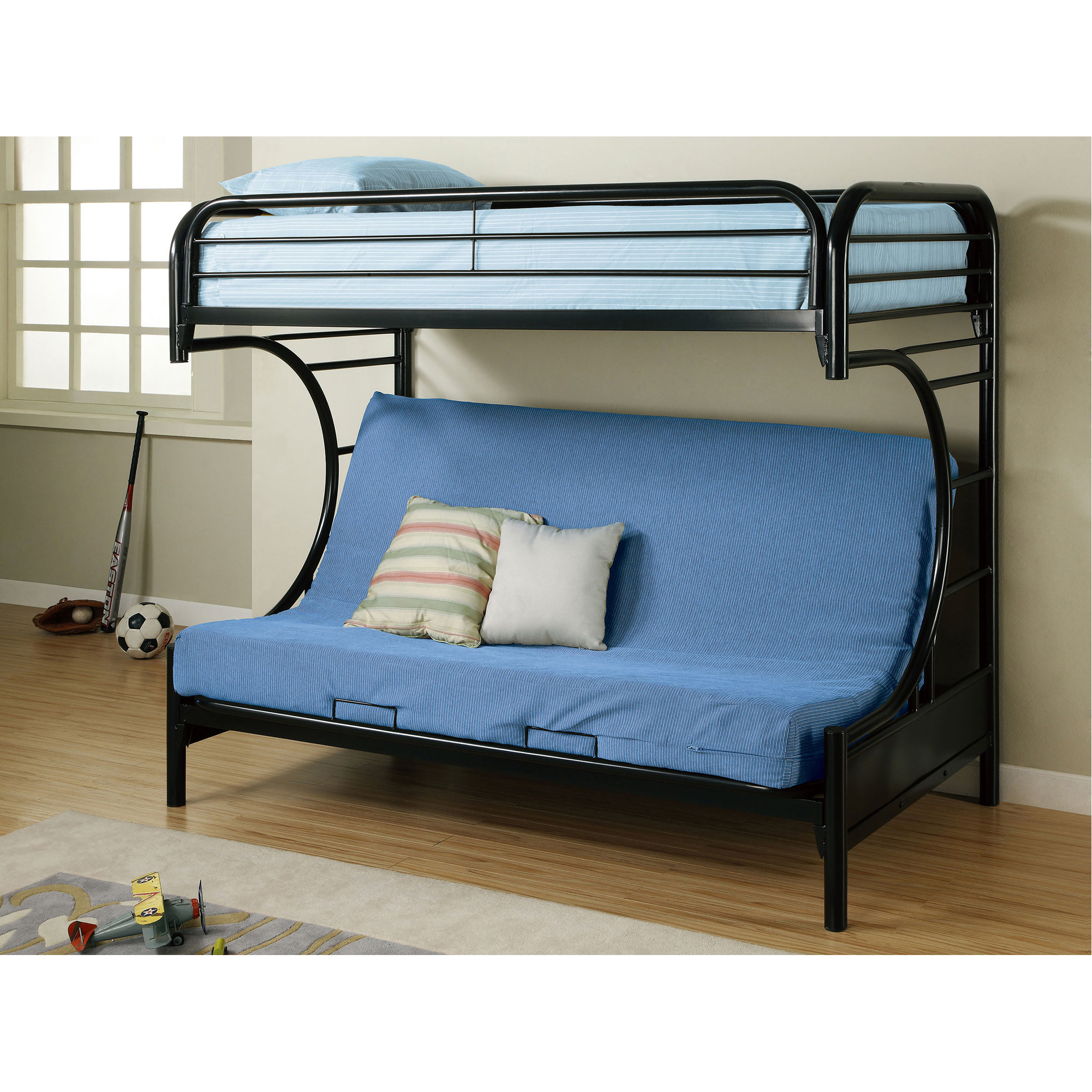 Isabelle & Max™ Kenston Black Twin/Futon Bunk Bed | Wayfair