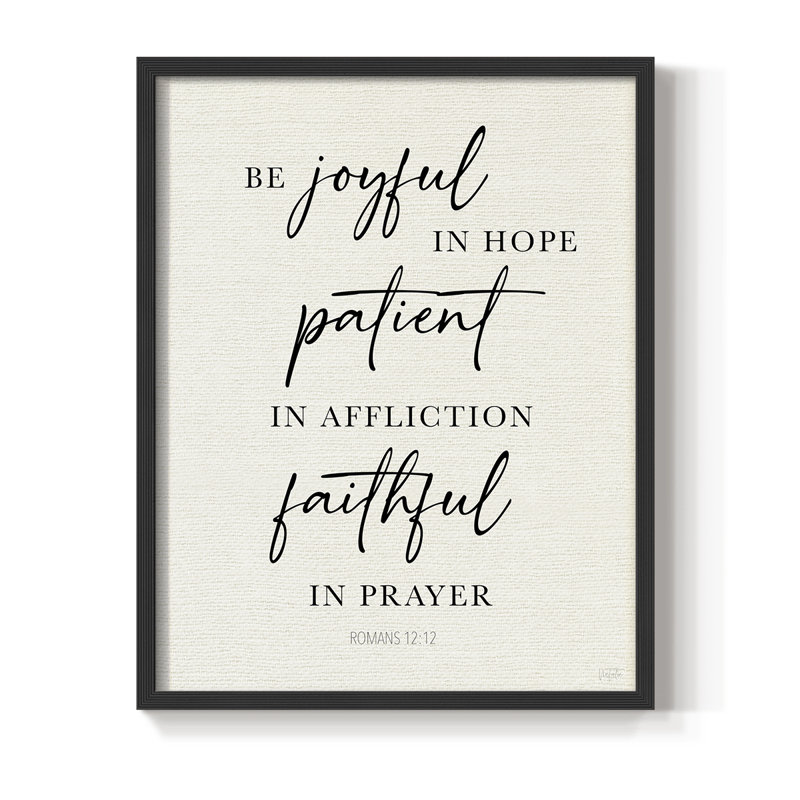 «Be Joyful in Hope», reproduction encadrée - bois massif, H 11 po x l 9 po, Noir, noir, noir, noir