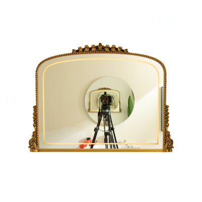 35'' Velora Mirror, Exquisite Retro-Style Irregular PU Art Decorative Mirror, Three Color Temperatures Are Available, Suitable For Bathroom, Bedroom, Living Room, Corridor, Entryway, Etc.