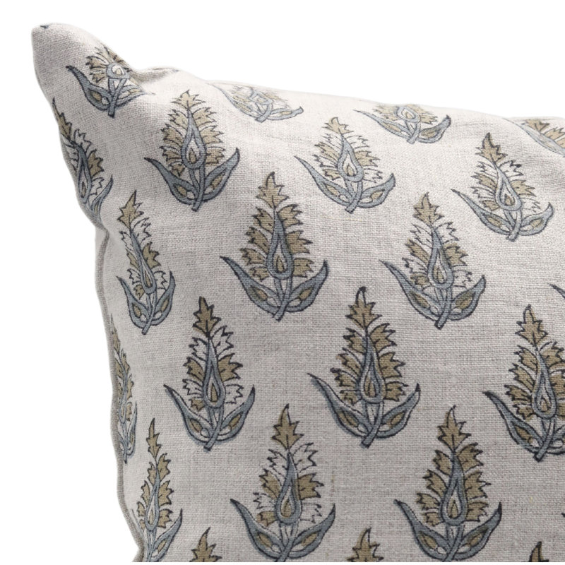Housse de coussin d'intérieur / extérieur Floral Linen, Carré, H 22 po x l 22 po, Kanak Buti Floral