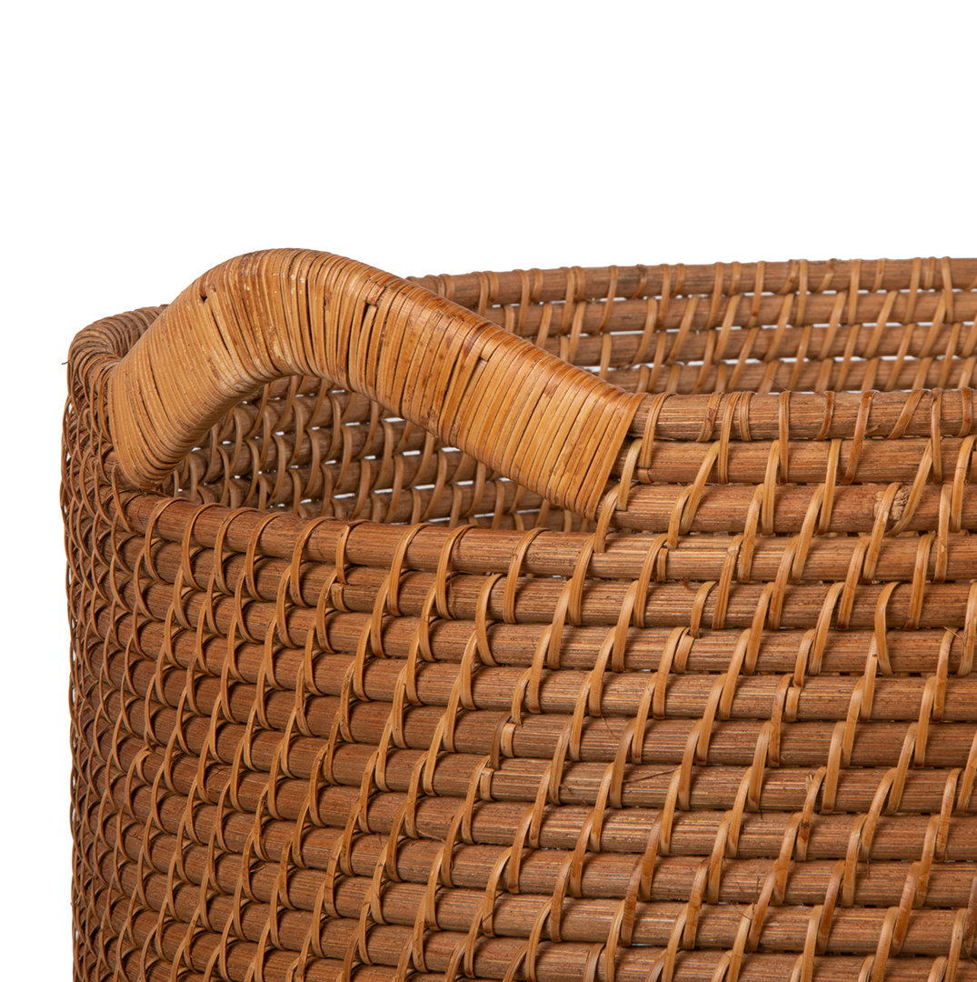Jettie Rattan Basket With Handles 1, Honey Brown