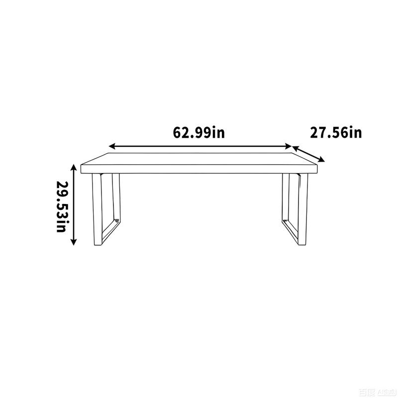 Structure de travail spacieuse en bois massif, H 29,53 po x l 62,99 po x P 27,56 po