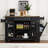 Fluted Kitchen Island with Trash Can Storage Cabinet, Power Outlet, Internal Storage Rack, Rolling Kitchen Islands on 5 Wheels with 3 Drawer, 3 Open Side Racks for 10 Gallon Garbage Bin-1778679693