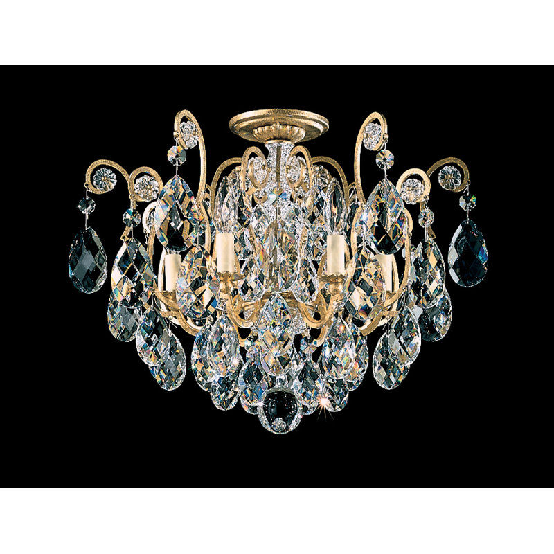 Renaissance 6 - Light Semi Flush Mount, French Gold, Handcut Clear