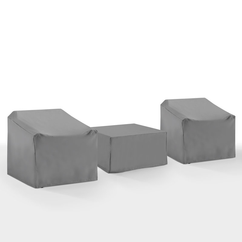 Housses de mobilier de patio, ensemble de housse imperméable 3 pièces pour chaises d'extérieur et table carrée, gris