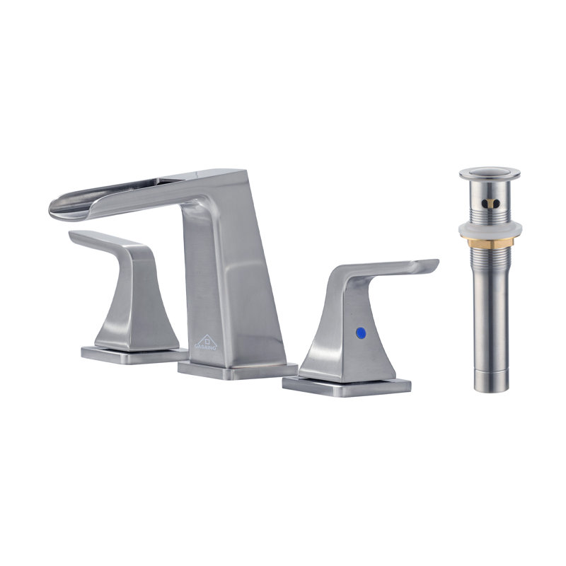 Widespread 2-handle Bathroom Faucet with Drain Assembly, Brushed Nickel