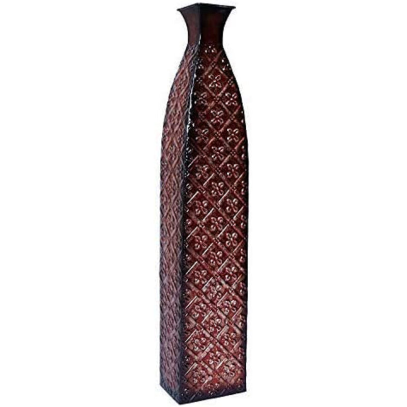 Vase de plancher en métal de couleur rouge antique Hosley - hauteur de 24,5 po. Cadeau idéal pour les arrangements floraux lors de mariages, de fêtes, de spas, de reiki et de méditation avec des fleurs séchées O5