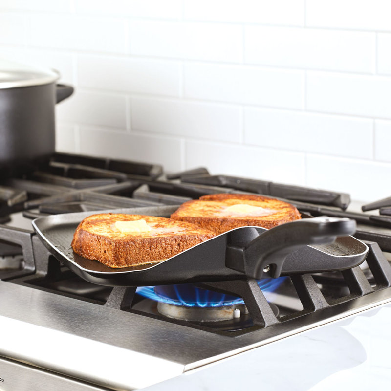 High Performance Black Aluminum Nonstick Square Griddle, 11 Inch