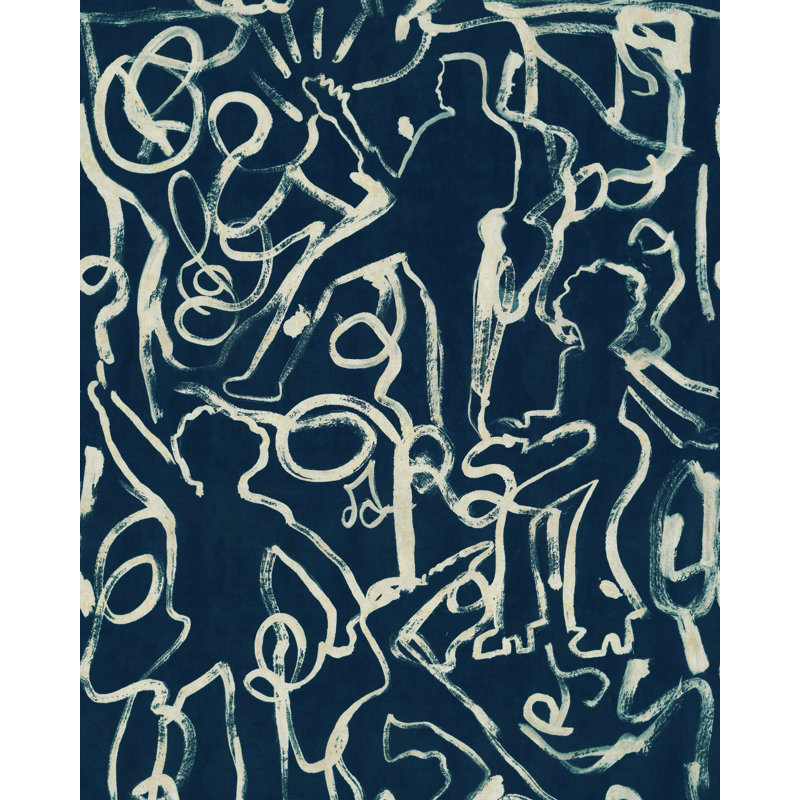 Woodstock Lifestyle Wallpaper Roll, Indigo/Taupe