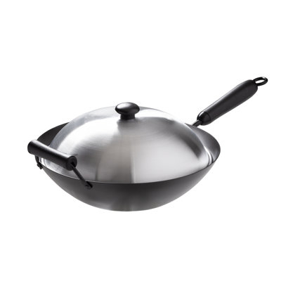 JOYCE CHEN Non-Stick Carbon Steel Wok Set with Lid