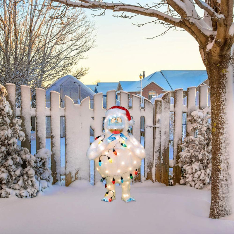 48-Inch White LED Bumble Christmas Yard Ornament with Multicolor Lights