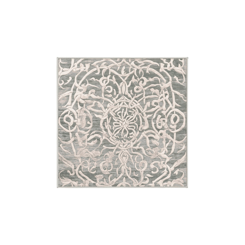 Machine Washable Beige Area Rug, Square 5'