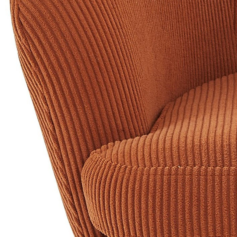 Fauteuil demi-tonneau en velours côtelé Corduroy, Brun