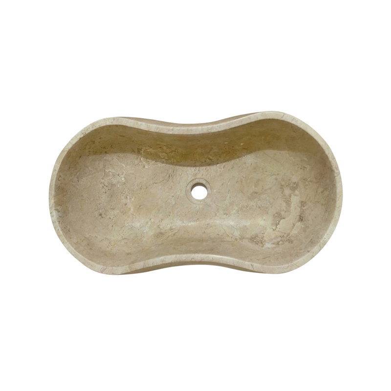 Gold Yellow Beige Natural Marble Bathroom Vessel Sink, Gold/Beige