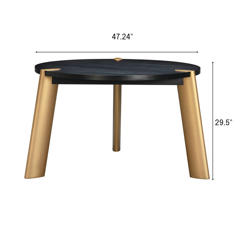 NTC Tribase 47 Inch Modern Design Round Dining Table, Burnt Black