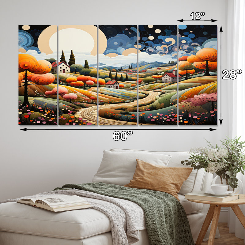 Farmhouse Farmstead Abstraction Pointillism III Landscape & Nature Wall Decor