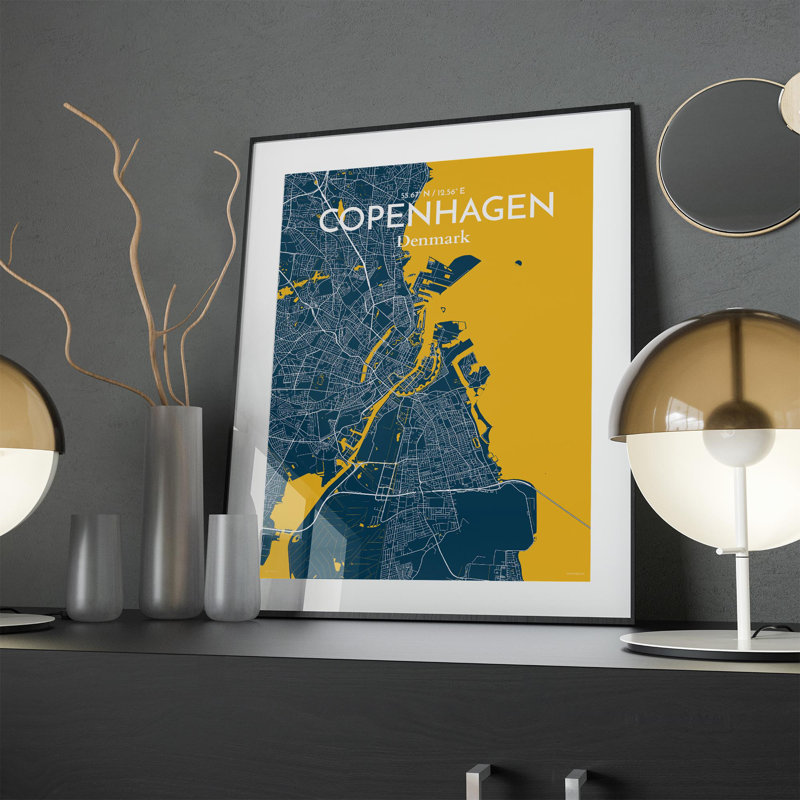 Copenhagen City Map In Amuse - No Frame Print, 24cm H x 18cm W x 0.05cm D