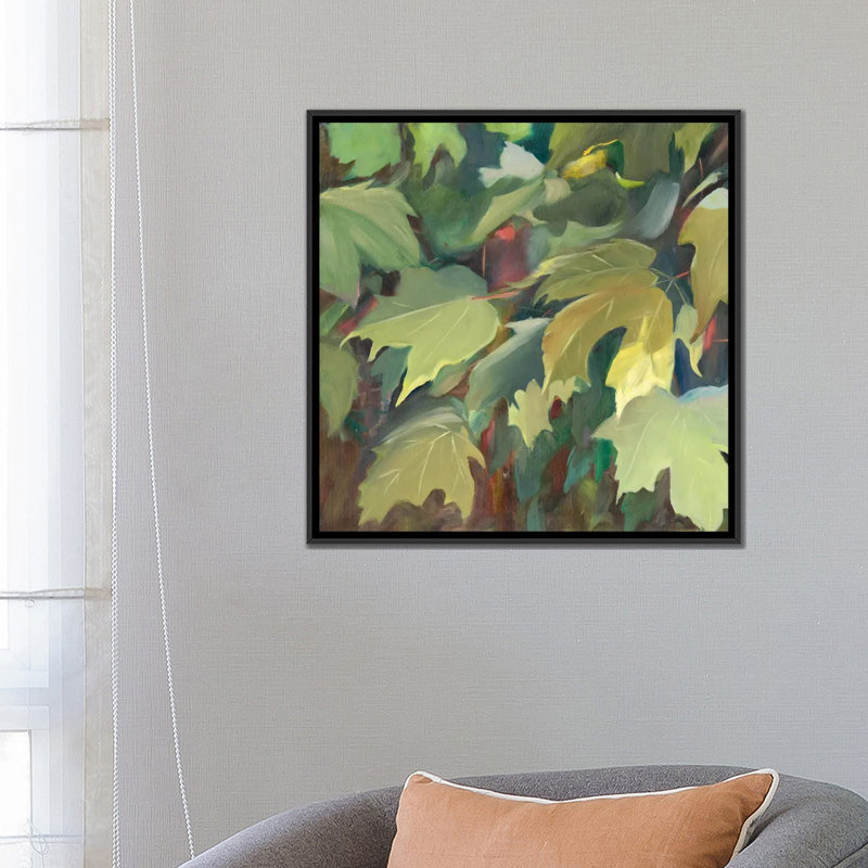 « leaf array i », impression sur toile, H 18 po x l 18 po x P 1,5 po, Toile avec cadre noir, Pas de tapis