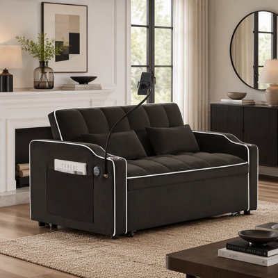 Fauteuil inclinable polyvalent à double siège pliable avec support pour téléphone port USB et dossier réglable