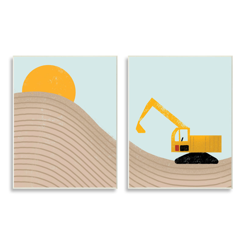 «Construction Truck Under Desert Sun Mountain Wave» par Daphne Polselli - ensemble de 2 impressions, Plaque murale