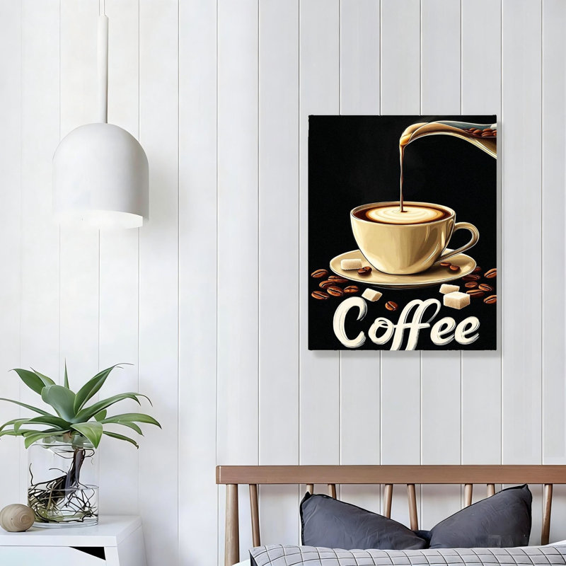 «Black Espresso» avec affiche de grain de café, reproduction d'art rétro au mur pour salle à manger, 20 L x 16 l