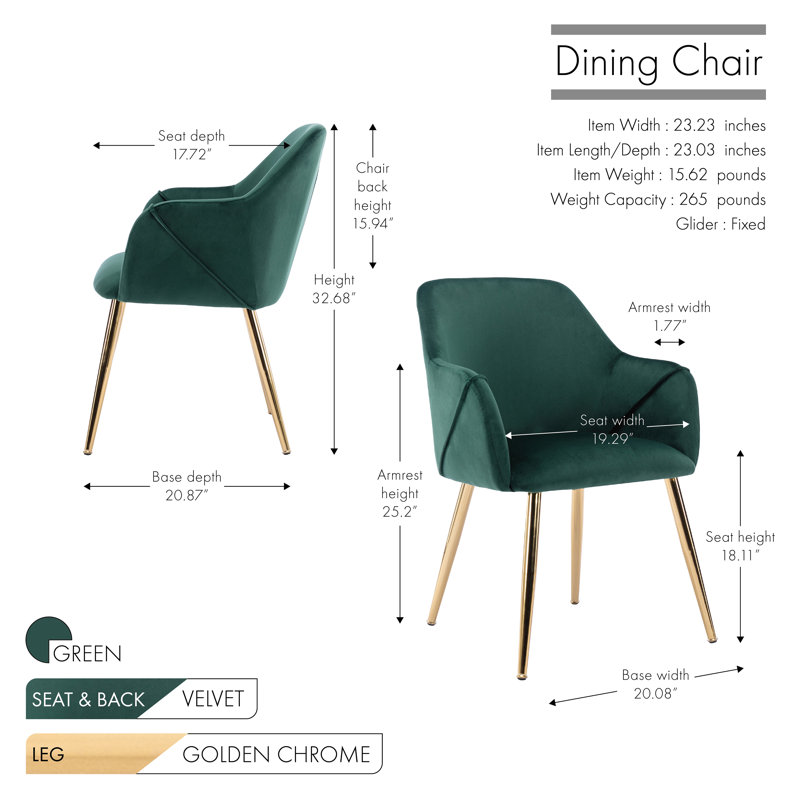 Abdulbaki 46cm H Velvet Upholstered Armchair, Green
