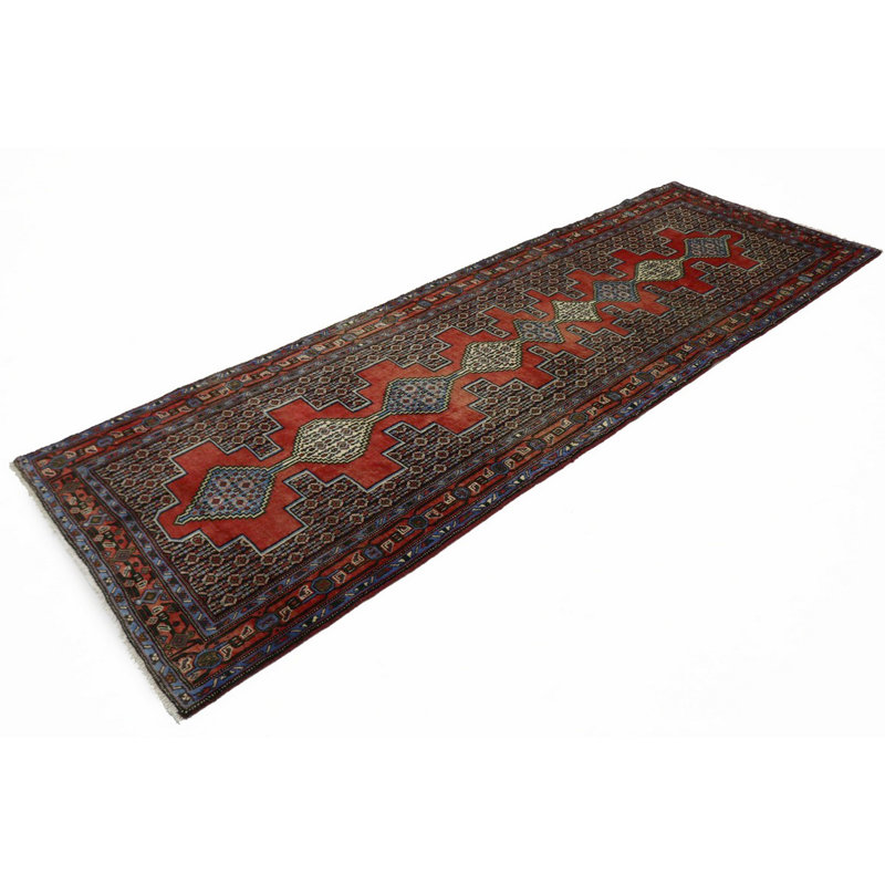 Tapis oriental rouge / bleu en laine noué à la main