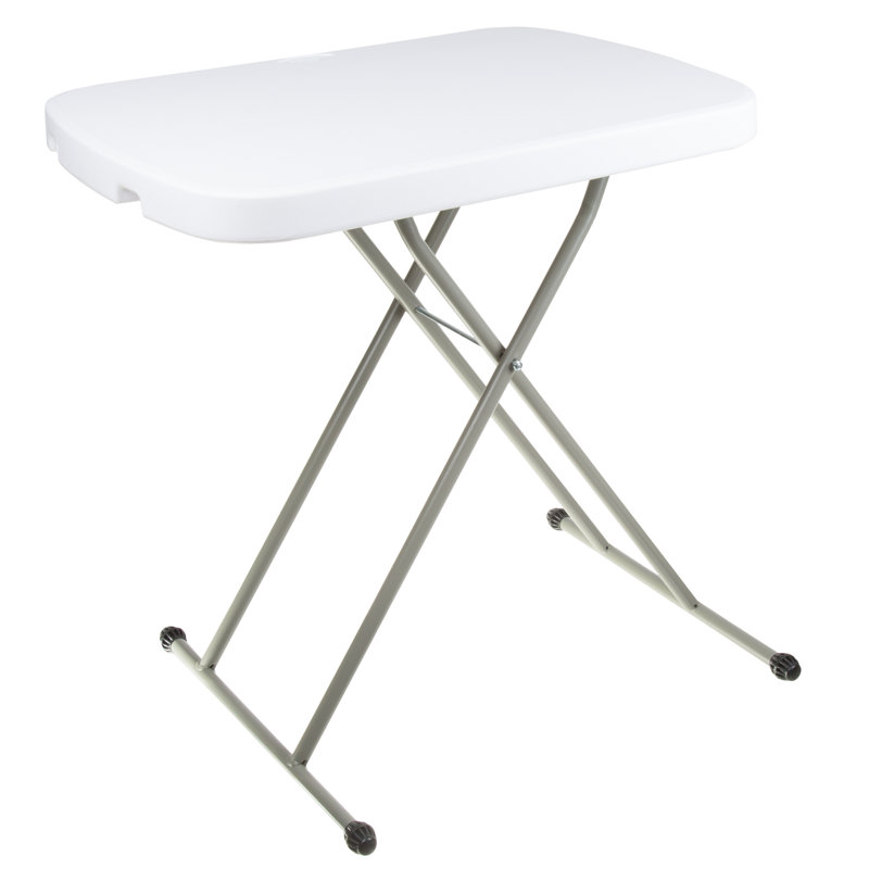 Folding Table - Lightweight Portable Folding Desk - Small Plastic Table for TV Tray, Playing Cards, and Craft Room by Everyday Home (White)