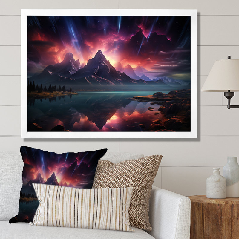Northern Lights Luminescent Symphony II - Landscapes Canvas Prints, H 16 po x l 32 po x P 1 po, Cadre simple blanc