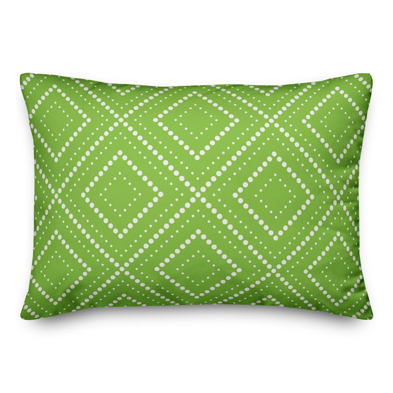  Coussin lombaire intérieur / extérieur à pois Donds, Polyester/ Bourre en polyester, Vert / blanc