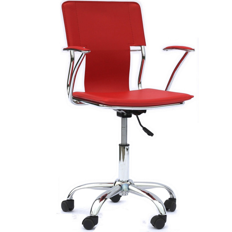 Fauteuil de bureau réglable plaqué en chrome Studio, Rouge