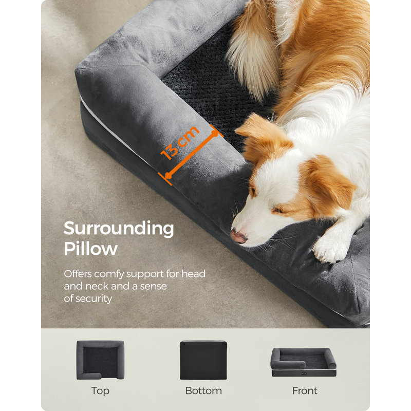 Polyester Pet Bed, 20cm H x 91cm W x 71cm D, Dark Grey