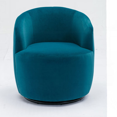 Swivel Accent Armchair Barrel Chair With Powder Coating Metal Ring