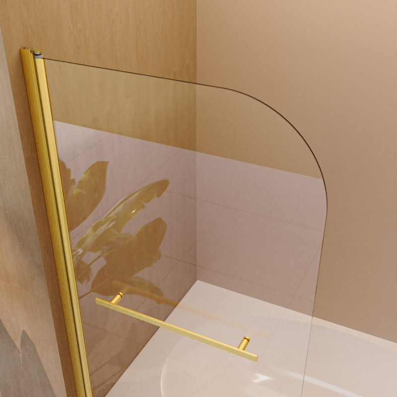 31"W x 55"H Brushed Gold Frameless Tempered Glass Bathtub Door