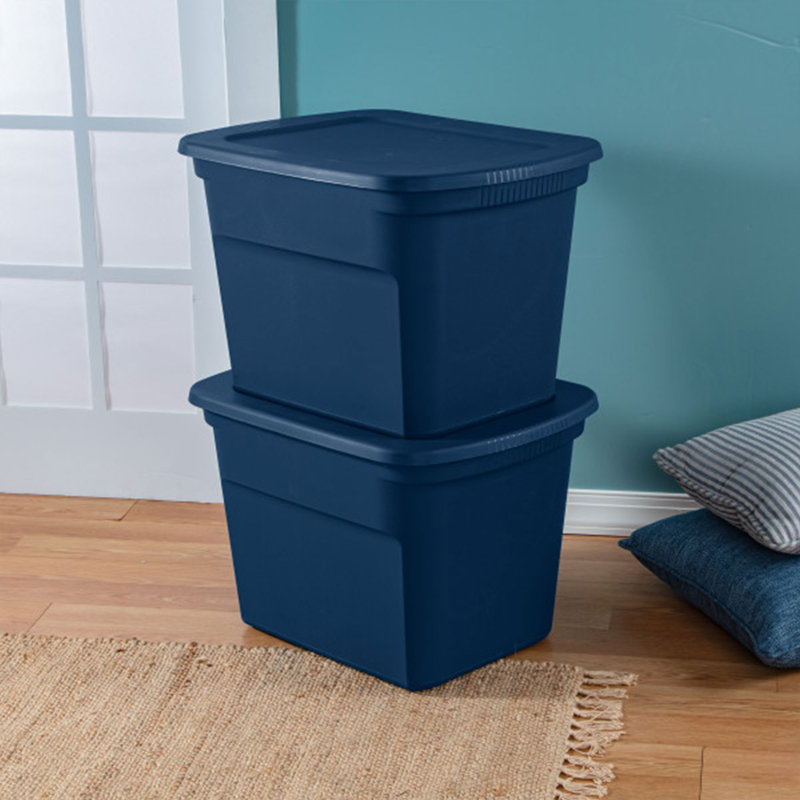 Sterilite Plastic Stackable Storage Tote Container Bin, Marine Blue