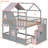 Quincy House Bunk Bed with Storage Staircase, Shelves & Playhouse Roof-129155656