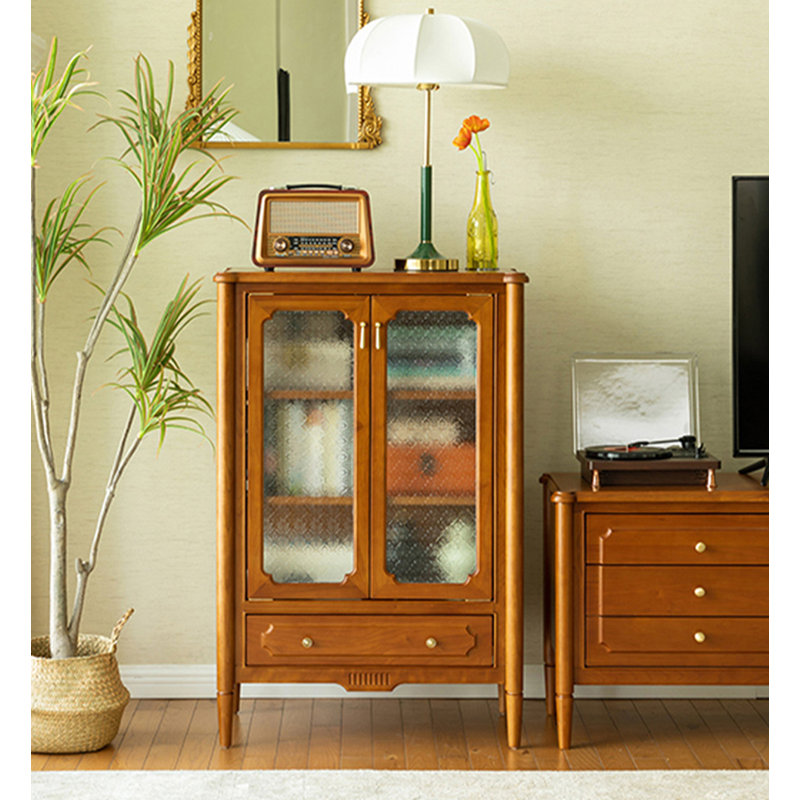 American Country-style Beech Wood Bar Cabinet