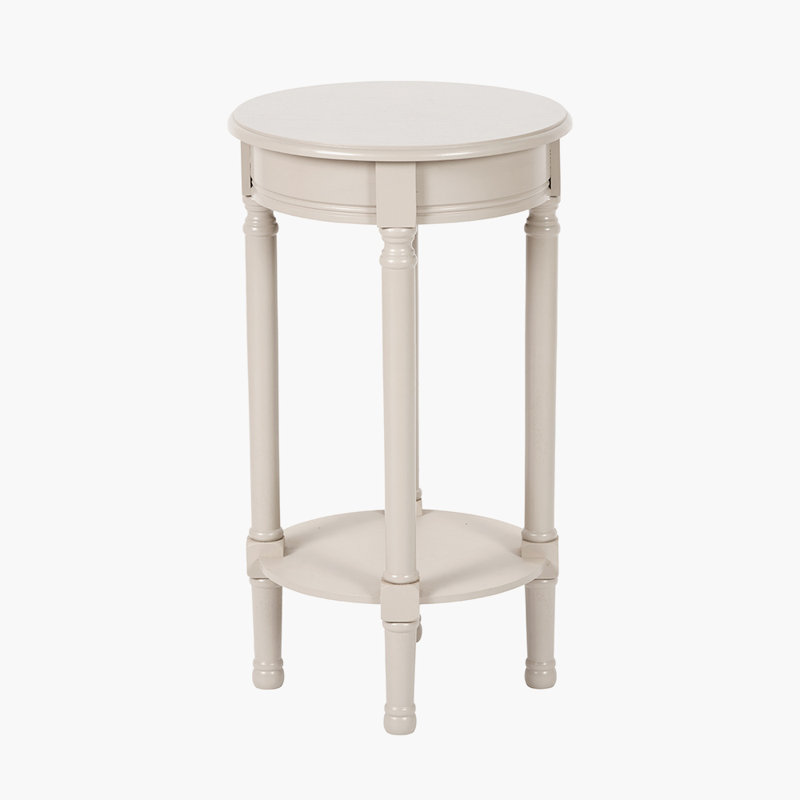Abree Solid Wood End Table, Putty Beige