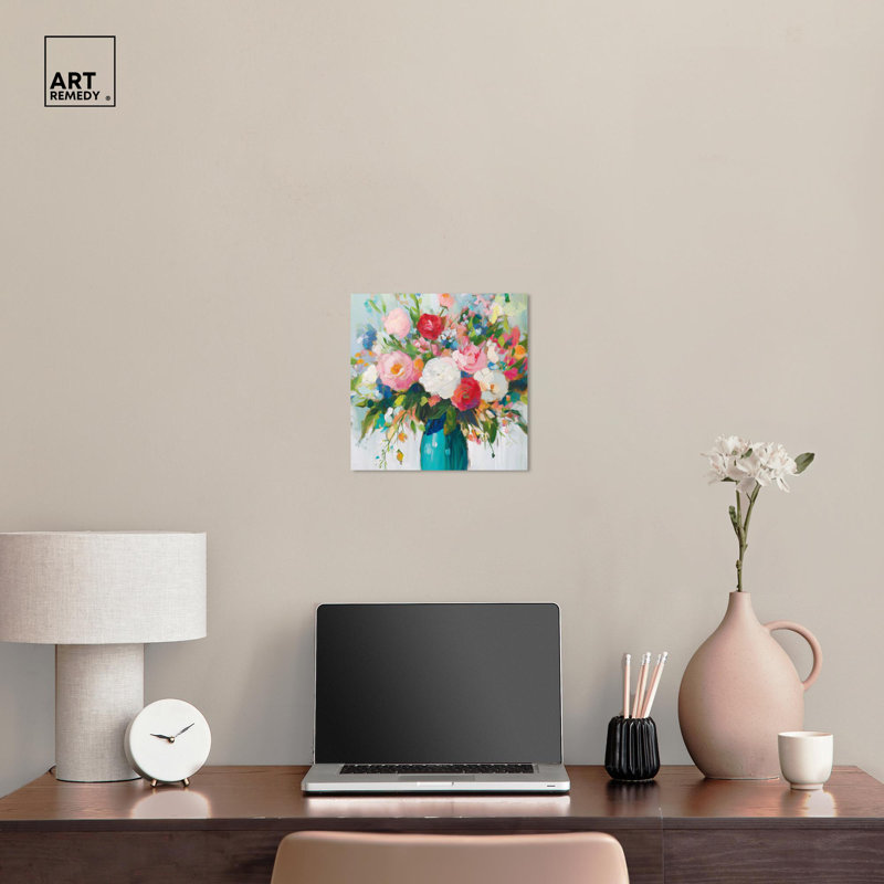 Nature's Colorful Canvas Modern Flower Vases Wrapped Canvas Art
