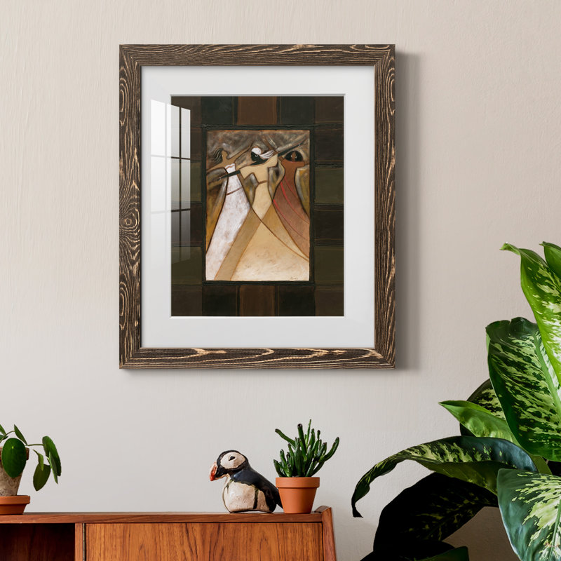 Divine Grace I - peinture encadrée, Papier, cadre noyer, H 20 po x l 17 po x P 1,5 po