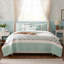 6 Piece Cotton Percale Quilt Set With Throw Pillows Aqua King/Cal King-121790711-121790712