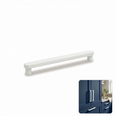 ROUS Hardware Mid-Century Modern Cabinet Handle, 7", Snow (White)
