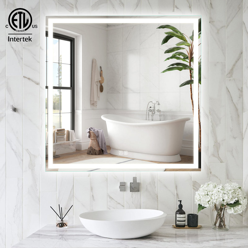 Miroir de salle de bain à DEL Naliyah Kedarnath, 36 po x 36 po