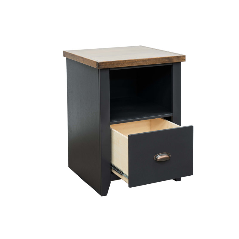 Classeur, 22 pouces, 1 tiroir, whisky noir, peuplier massif, placages, sans assemblage pour le bureau, 1 finition whisky, et assemblage,
