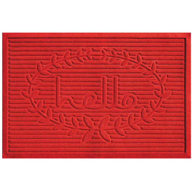 Tapis d'entrée / extérieur Barreto, Rectangle 3 pi x 5 pi, Rouge